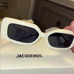 Jacquemus Cream Rectangular Sunglasses